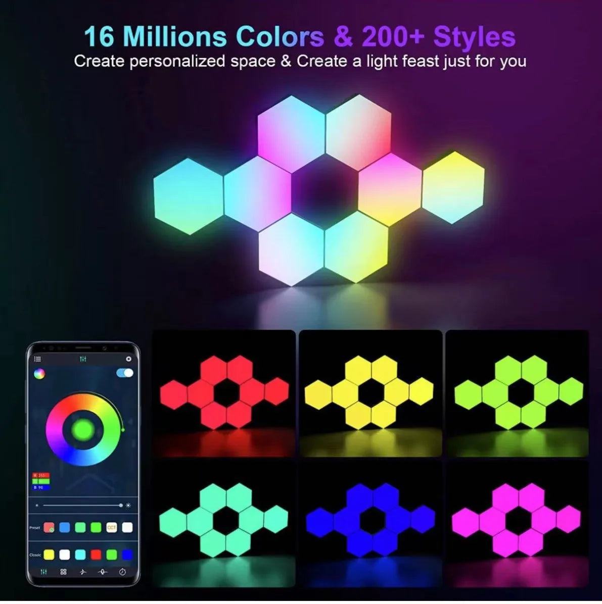 RGB Luces Hexagonales