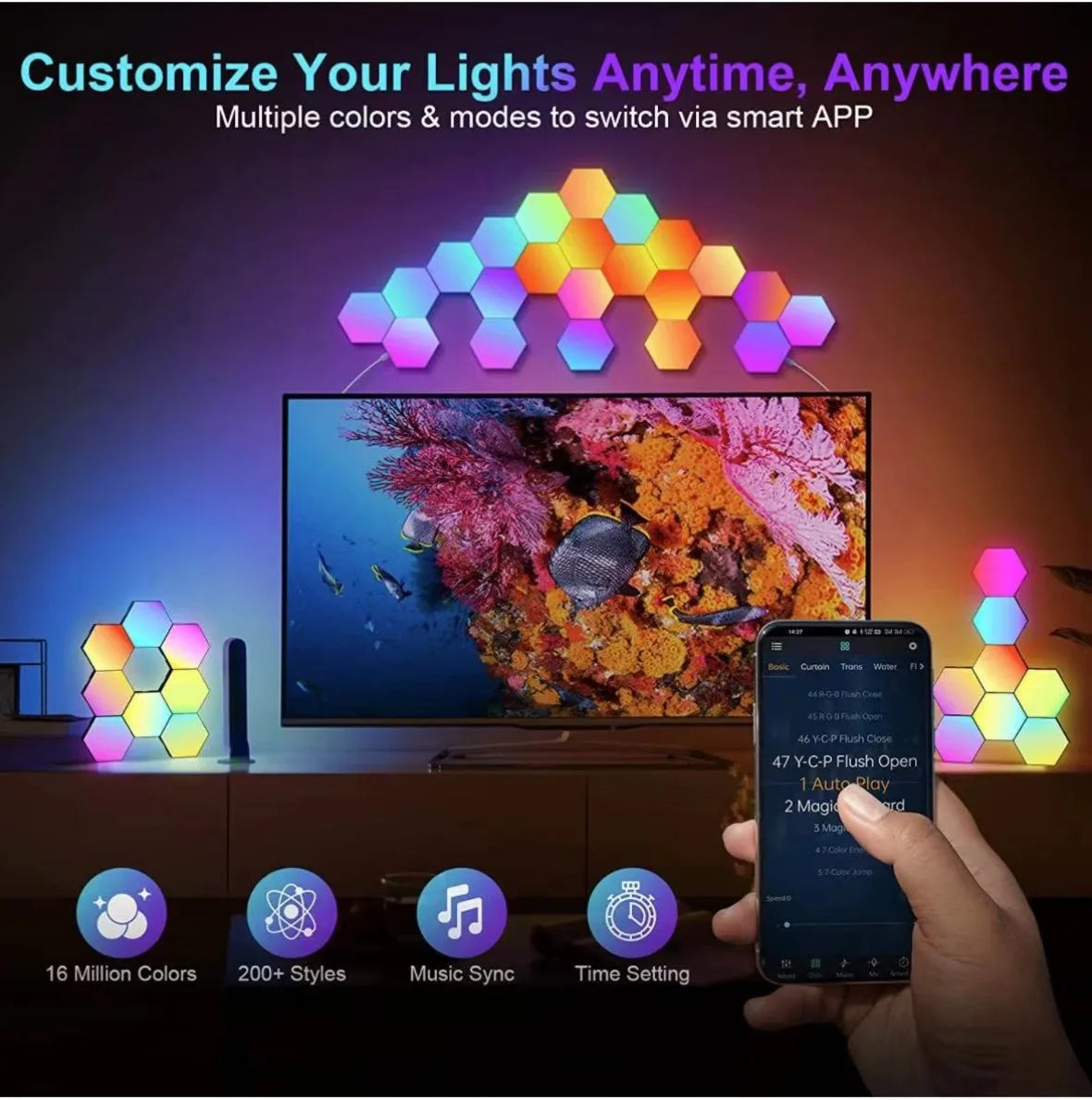 RGB Luces Hexagonales